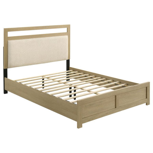 Light Oak 4-Piece Queen Bedroom Set with Cream Boucle Headboard – 222651Q-S4