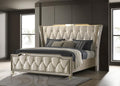 Coaster 222661Q  Lorient ivory and camel fabric upholstered LED accents flared headboard queen bed