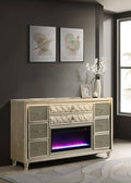 Lorient Ivory & Camel Velvet Upholstered Dresser with Flame Box LED  – 222663FB