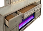 Lorient Ivory & Camel Velvet Upholstered Dresser with Flame Box LED  – 222663FB