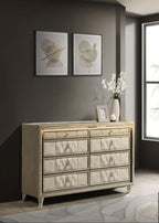 Lorient Ivory & Camel Velvet Upholstered Dresser with LED  – 222663