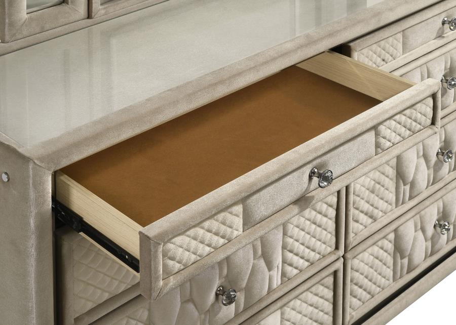 Lorient Ivory & Camel Velvet Upholstered Dresser with LED  – 222663