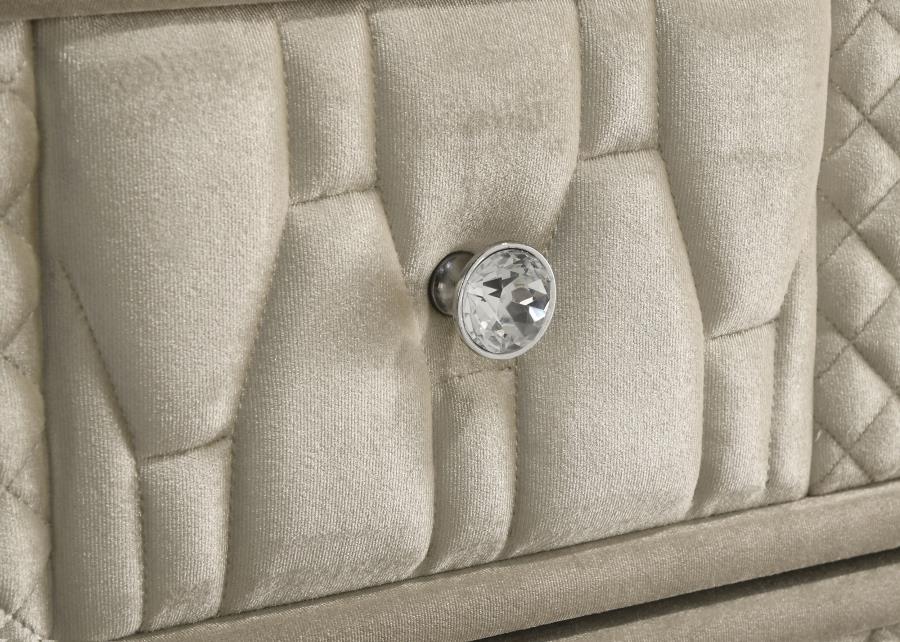 Lorient Ivory & Camel Velvet Upholstered Dresser with LED  – 222663