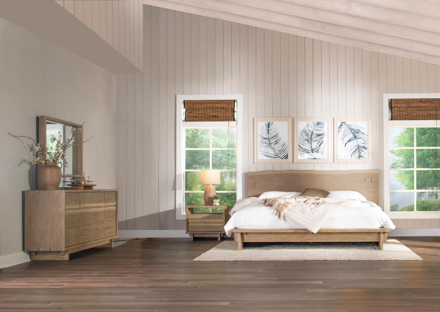 Stillwater Weathered Rustic Oak Finish Wood 4-Piece Queen Bedroom Set – 222801Q-S4
