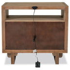 Stillwater Weathered Oak 2-Drawer Live-Edge Nightstand with USB Charging – 222802