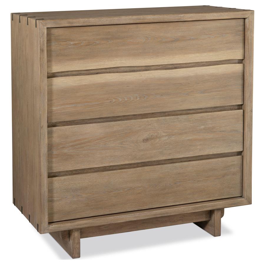 Stillwater Weathered Oak Finish Wood 4-Drawer Live-Edge Chest – 222805