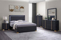 Coaster 222831Q-S4 4 pc Rosdorf park marceline modern black finish wood gold accents and LED accent lighting queen bed set