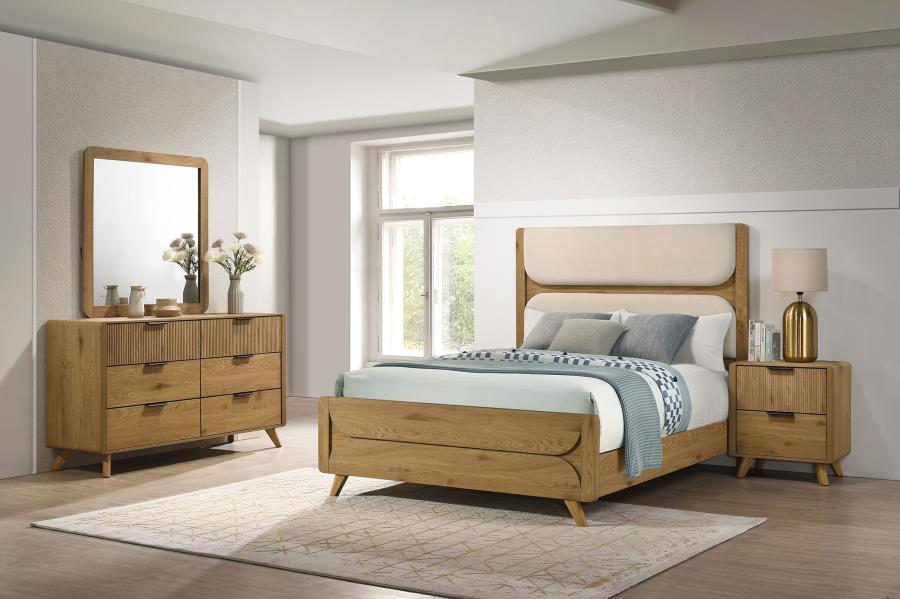 Bennett Light Oak Mid-Century Modern 4-Piece Queen Bedroom Set – 222901Q-S4