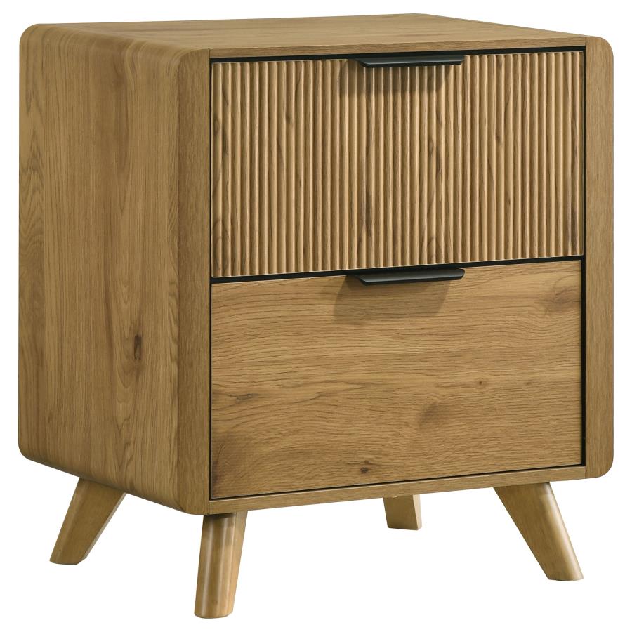 Bennett Light Oak Mid-Century Modern 4-Piece Queen Bedroom Set – 222901Q-S4