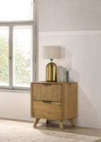 Bennett Light Oak Reeded Front Mid-Century Modern Nightstand – 222902
