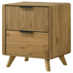 Bennett Light Oak Reeded Front Mid-Century Modern Nightstand – 222902