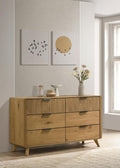 Bennett Light Oak Reeded Front Mid-Century Modern Dresser – 222903