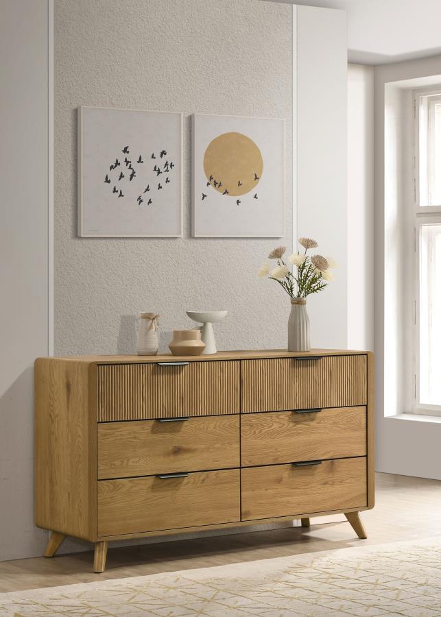 Bennett Light Oak Mid-Century Modern 4-Piece Queen Bedroom Set – 222901Q-S4