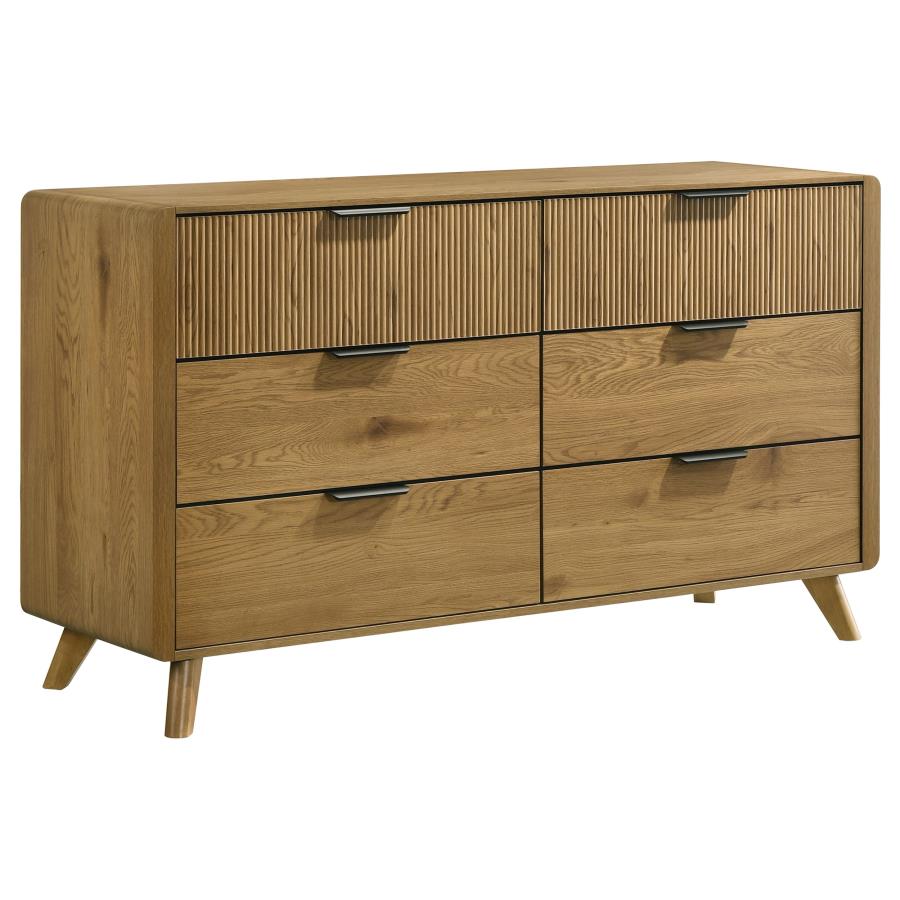Bennett Light Oak Reeded Front Mid-Century Modern Dresser – 222903