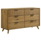 Bennett Light Oak Reeded Front Mid-Century Modern Dresser – 222903