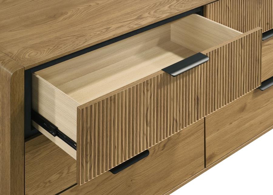 Bennett Light Oak Reeded Front Mid-Century Modern Dresser – 222903