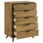 Bennett Light Oak Reeded Front Mid-Century Modern Chest of Drawers – 222905