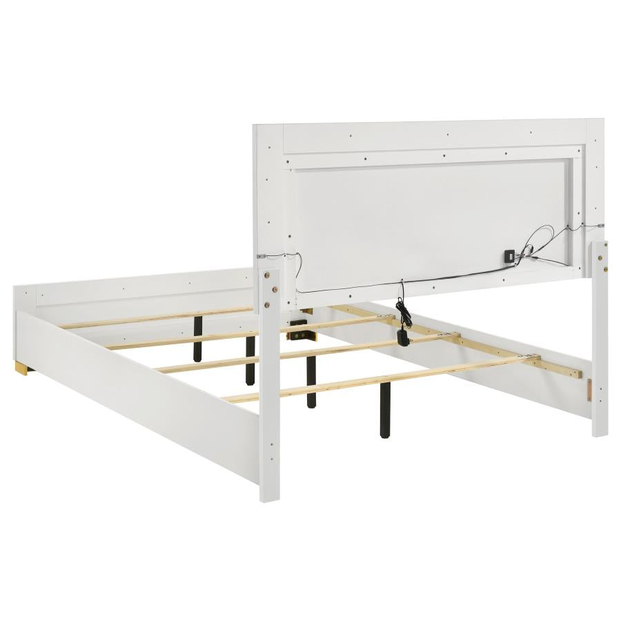 222931Q-S4 Marceline 4-Piece Modern White & Gold Queen Bedroom Set with LED Lighting