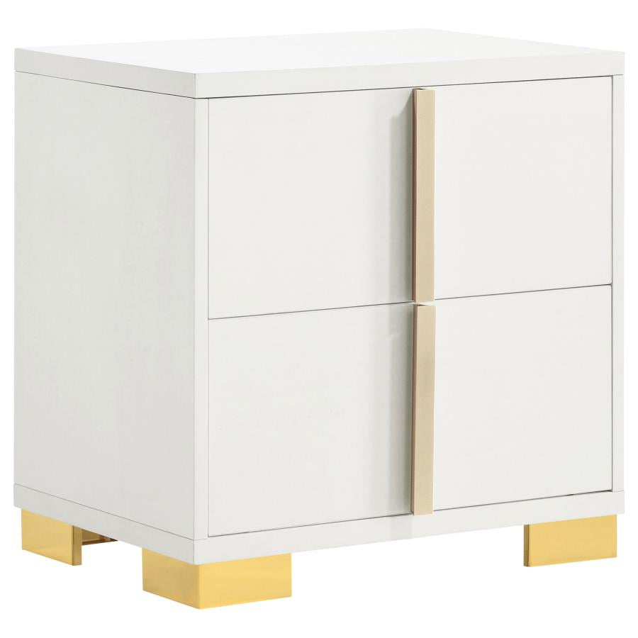 222931Q-S4 Marceline 4-Piece Modern White & Gold Queen Bedroom Set with LED Lighting