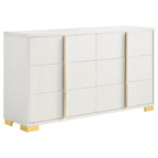 222931Q-S4 Marceline 4-Piece Modern White & Gold Queen Bedroom Set with LED Lighting