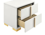222931Q-S4 Marceline 4-Piece Modern White & Gold Queen Bedroom Set with LED Lighting