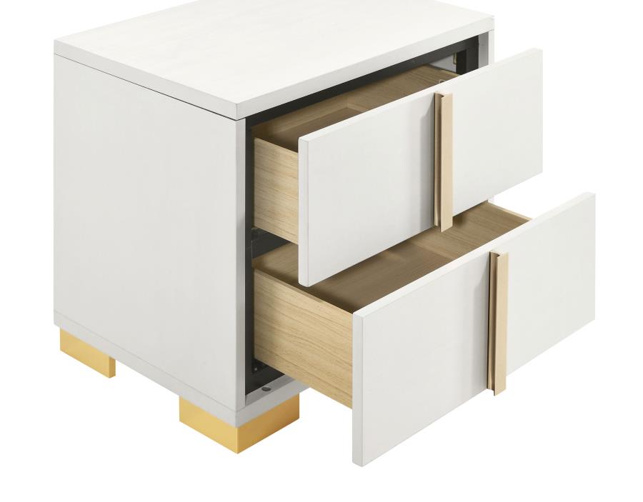 222931Q-S4 Marceline 4-Piece Modern White & Gold Queen Bedroom Set with LED Lighting