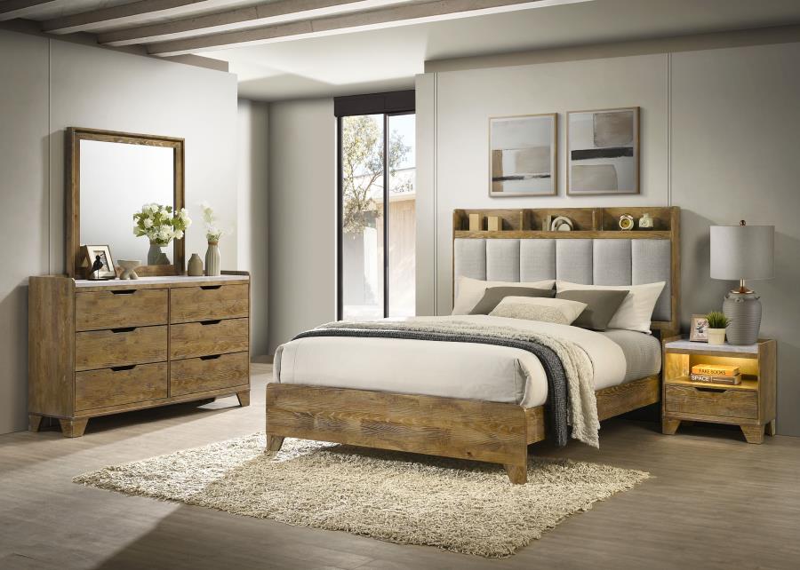 Coaster Henderson Medium Oak Finish Wood 4-Piece Queen Bedroom Set – 222971Q-S4