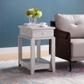223049  White oak finish wood chair side accent end table with drawer and lower shelf