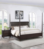 Coaster 223061Q-S4 4 pc Rosdorf park emberlyn brown finish wood 4 post panel headboard queen bed set