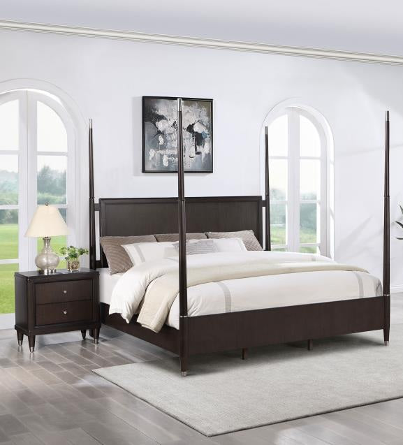 Coaster 223061Q-S4 4 pc Rosdorf park emberlyn brown finish wood 4 post panel headboard queen bed set