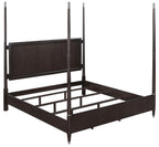 Coaster 223061Q-S4 4 pc Rosdorf park emberlyn brown finish wood 4 post panel headboard queen bed set