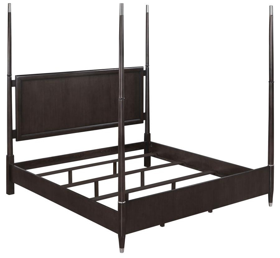 Coaster 223061Q-S4 4 pc Rosdorf park emberlyn brown finish wood 4 post panel headboard queen bed set