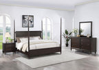 Coaster 223061Q-S4 4 pc Rosdorf park emberlyn brown finish wood 4 post panel headboard queen bed set