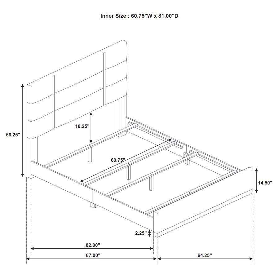 Coaster 223091GRYQ-S4 4 pc Ines white high gloss finish wood queen bedroom set grey fabric upholstered bed gold accents
