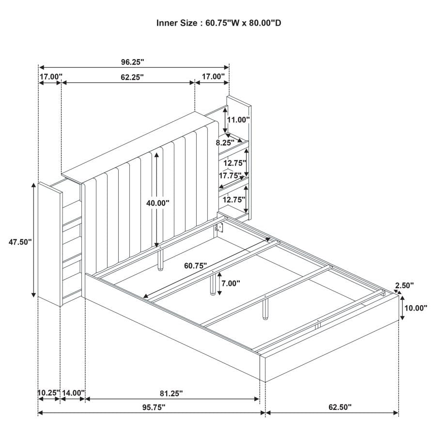 Coaster 223111Q-S4 4 pc Arielle light oak finish wood queen bedroom set storage headboard