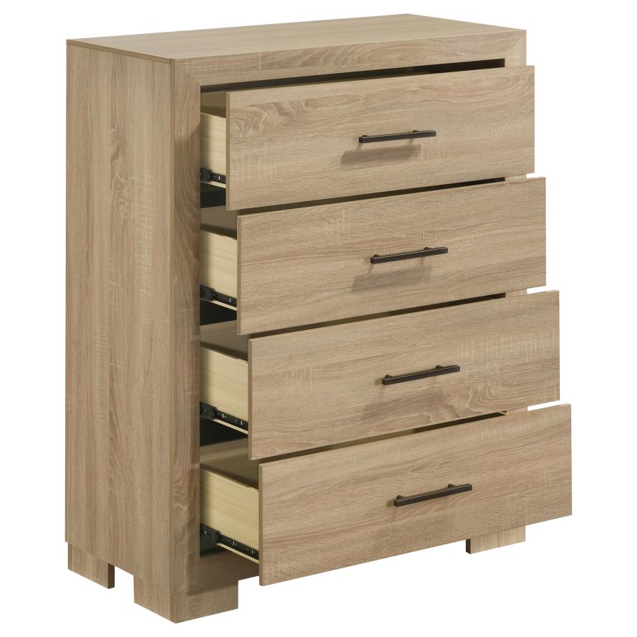 Arielle Light Oak 4-Drawer Tall Chest – 223115