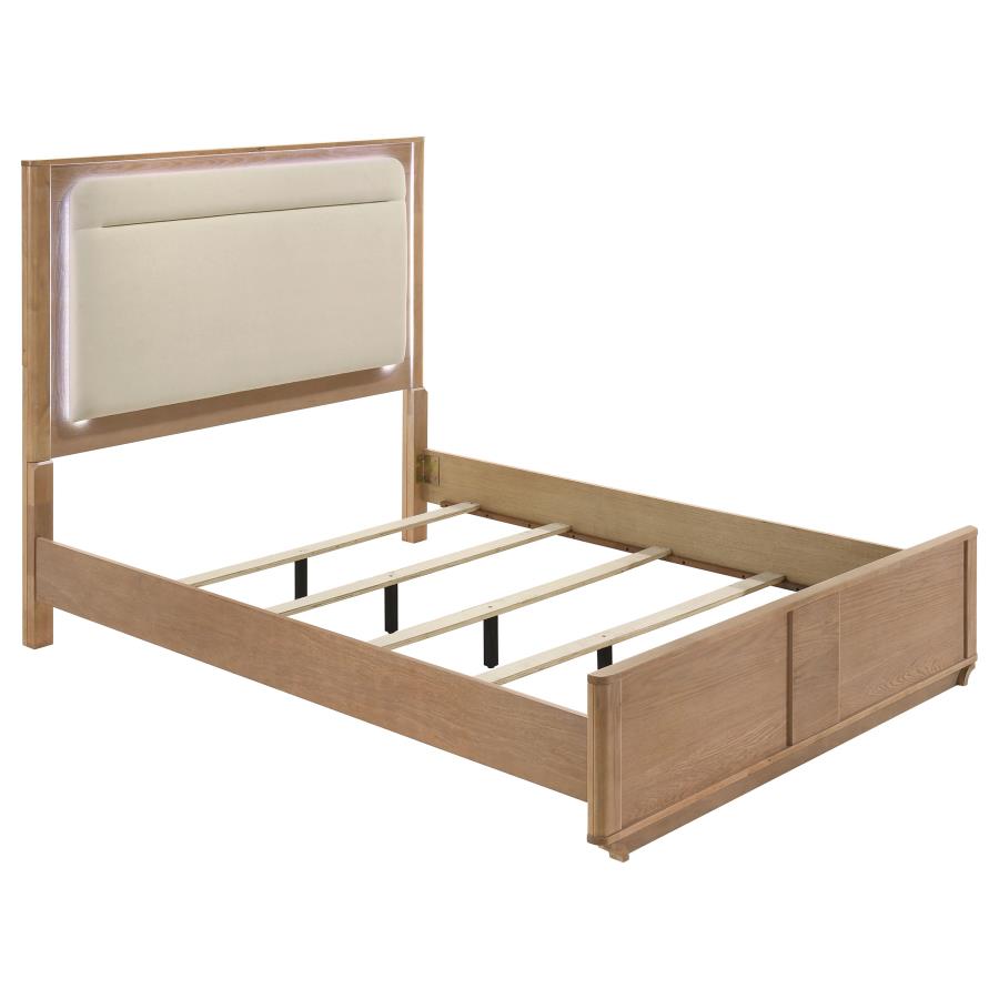 Coaster 223131Q-S4 4 pc Leanne light oak finish wood queen bedroom set LED lighted headboard