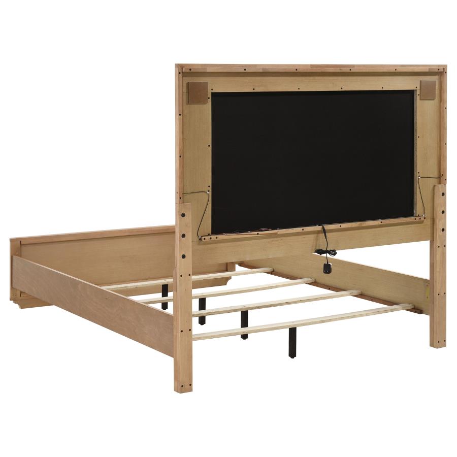 Coaster 223131Q-S4 4 pc Leanne light oak finish wood queen bedroom set LED lighted headboard