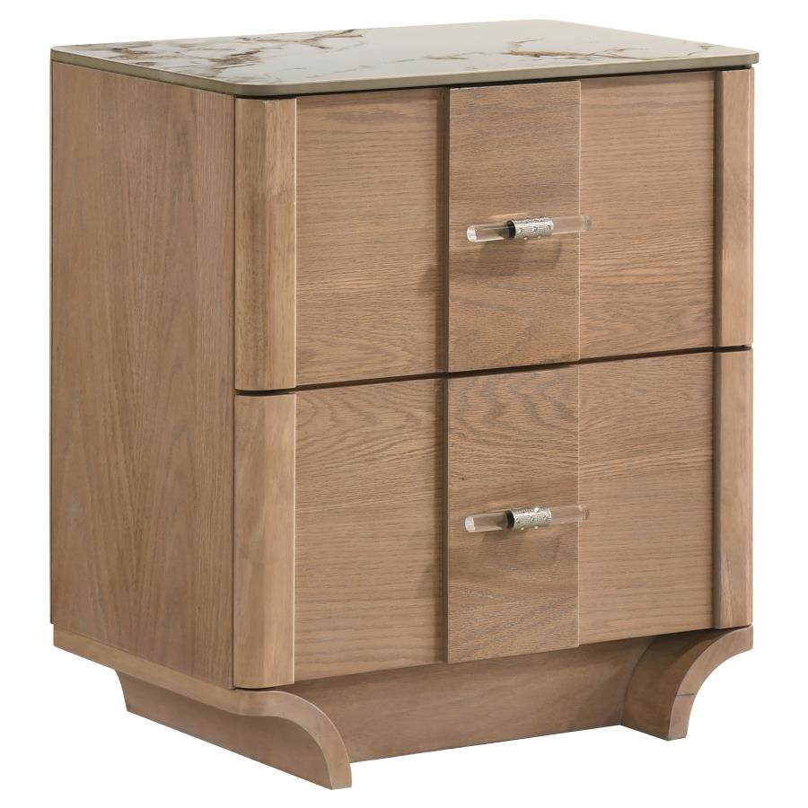 Coaster 223131Q-S4 4 pc Leanne light oak finish wood queen bedroom set LED lighted headboard