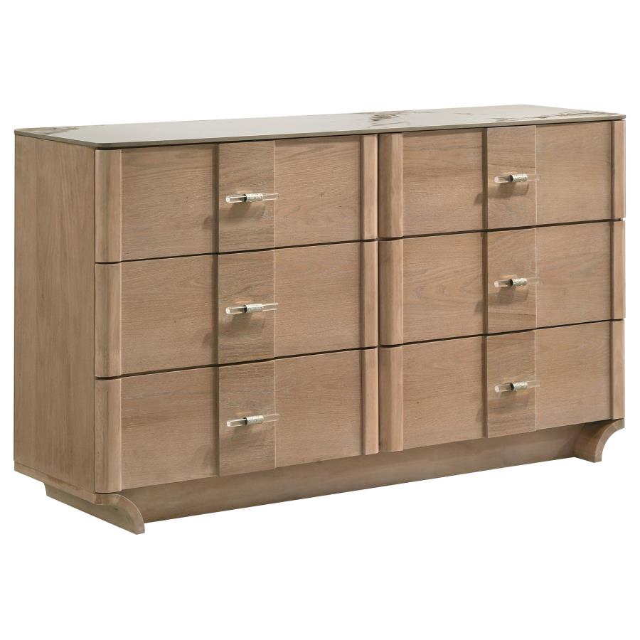 Coaster 223131Q-S4 4 pc Leanne light oak finish wood queen bedroom set LED lighted headboard