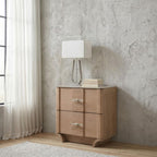 Leanne 2-Drawer Sintered Stone Top Nightstand Light Oak – 223132