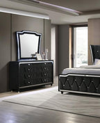 Coaster 223161Q-S4 4 pc Lorient black fabric upholstered LED accents flared headboard queen bedroom set