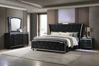 Coaster 223161Q-S4 4 pc Lorient black fabric upholstered LED accents flared headboard queen bedroom set