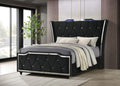 Coaster 223161Q  Lorient black fabric upholstered LED accents flared headboard queen bed