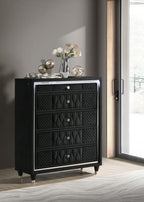 Lorient Black Velvet 5-Drawer Tall Chest with LED – 223165