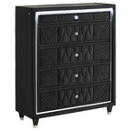 Lorient Black Velvet 5-Drawer Tall Chest with LED – 223165