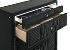 Lorient Black Velvet 5-Drawer Tall Chest with LED – 223165