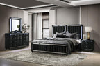 Coaster 223191Q-S4 4 pc Ravenne black velvet fabric upholstered LED accents queen bedroom set