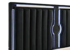 Coaster 223191Q-S4 4 pc Ravenne black velvet fabric upholstered LED accents queen bedroom set