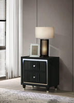 Ravenne 2-Drawer Velvet Upholstered LED Nightstand with USB Black – 223192